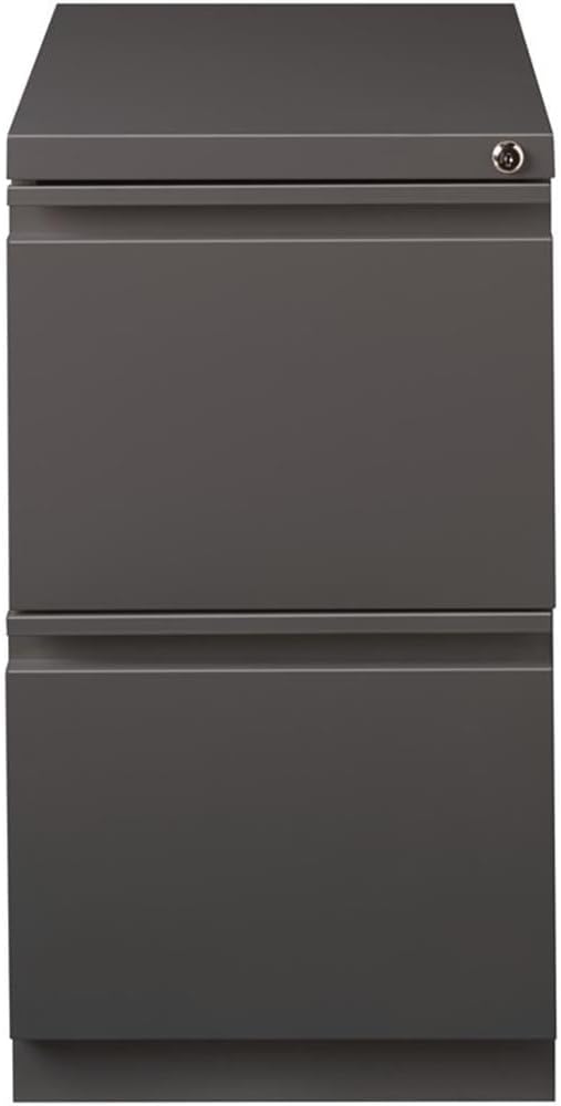 Scranton & Co 20" 2-Drawer Metal Mobile Pedestal Filing Cabinet, Espresso Finish, 27.75" H x 15" W x 19.88" D, Durable Steel Construction, Letter-Size File Storage, Hidden Casters, Locking Office