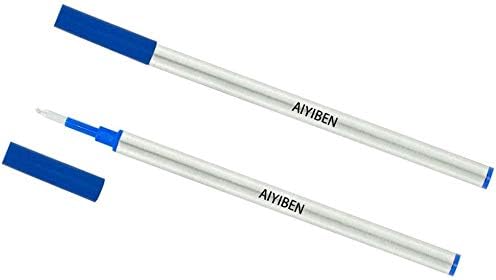 4.37 inch Rollerball Pen Refills, Roller Ball Fine Point 0.5mm, Blue Ink Refill Pack of Replaceable Pen Refills Medium Point (6 Pack)