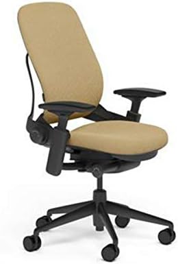 Steelcase Leap Desk Task Chair in Buzz2 5G52 Barley Fabric - 4-Way Highly Adjustable Arms - Black Frame and 7" Tall Seat Height Base - Soft Dual Wheel Hard Floor Casters