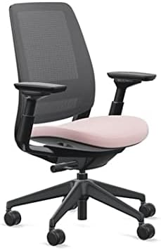 Steelcase Series 2 Office Chair, Black Frame and 3D Microknit Back, Wheels for Hard Flooring, Era Fabric (Pink Lemonade)