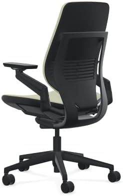 Steelcase Gesture Office Chair - Era Olivine Fabric, Medium Seat Height, Shell Back, Black on Black Frame, Lumbar Support, and Hard Floor Casters