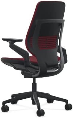 Steelcase Gesture Office Chair - Cogent: Connect Merlot Fabric, High Seat Height, Shell Back, Black on Black Frame, Lumbar Support, and Hard Floor Casters