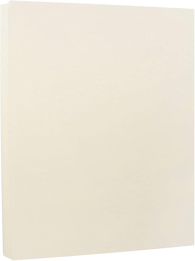 JAM PAPER Strathmore 80lb Cardstock - 8.5 x 11 Coverstock - 216 gsm - Ivory Wove - 25% cotton - 50 Sheets/Pack
