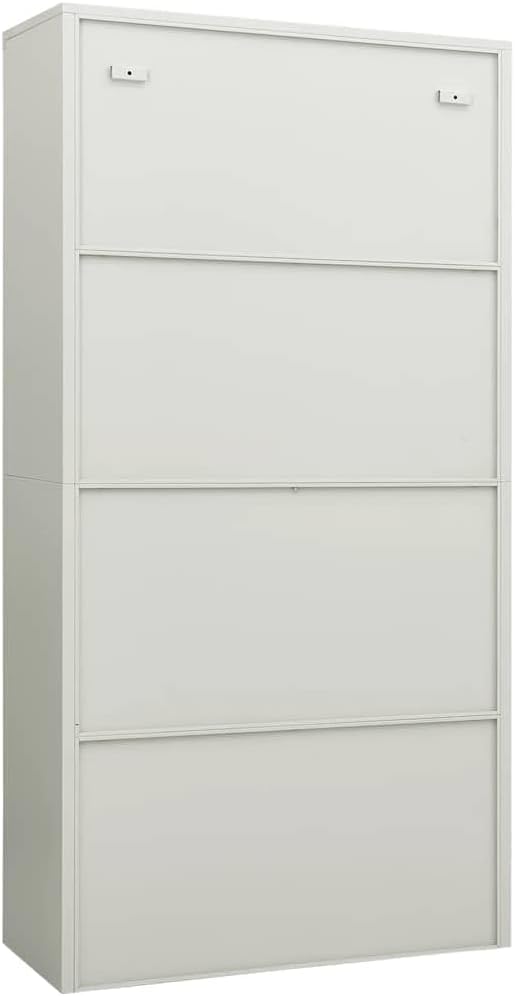 vidaXL Locker Cabinet, Lockable File Cabinet with 2 Doors and 4 Shelves, Locking Cabinets for Office Home Gym School, Industrial, Light Gray Steel