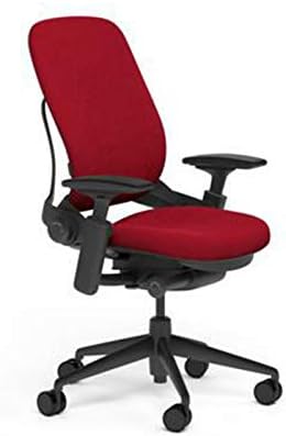 Steelcase Leap Desk Task Chair in Buzz2 5G57 Rouge Fabric - 4-Way Highly Adjustable Arms - Black Frame and 7" Tall Seat Height Base - Soft Dual Wheel Hard Floor Casters