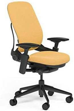 Steelcase Leap Desk Task Chair in Buzz2 5G53 Sunrise Fabric - 4-Way Highly Adjustable Arms - Black Frame and 7" Tall Seat Height Base - Standard Carpet Casters