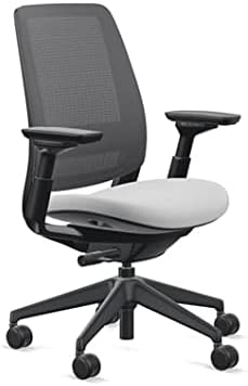 Steelcase Series 2 Office Chair, Black Frame and 3D Microknit Back, Wheels for Hard Flooring, Cogent Fabric (Nickel)