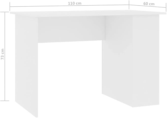 Modern Writing Desk Table with 2 Shelves, Study Computer Desk for Home, White 43.3"x23.6"x28.7" Engineered Wood