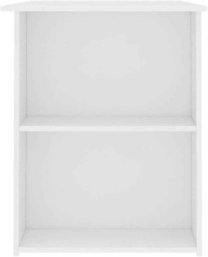 Modern Writing Desk Table with 2 Shelves, Study Computer Desk for Home, White 43.3"x23.6"x28.7" Engineered Wood