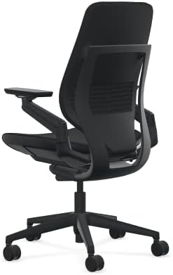 Steelcase Gesture Office Chair - Cogent: Connect Licorice Fabric, Medium Seat Height, Shell Back, Black on Black Frame, Lumbar Support, and Hard Floor Casters