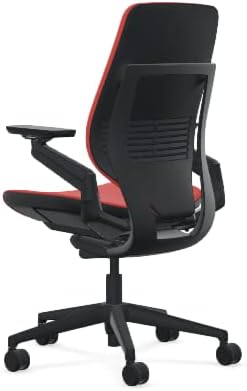 Steelcase Gesture Office Chair - Era Saffron Fabric, Low Seat Height, Shell Back, Black on Black Frame, Lumbar Support, and Hard Floor Casters