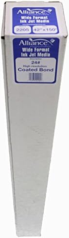 Alliance Wide Format Paper 42" x 150' High Resolution Ink Jet Media Coated Bond Rolls 96 Bright with 2" core For Aqueous and Latex Printers. 1 Roll per Carton 24 LB