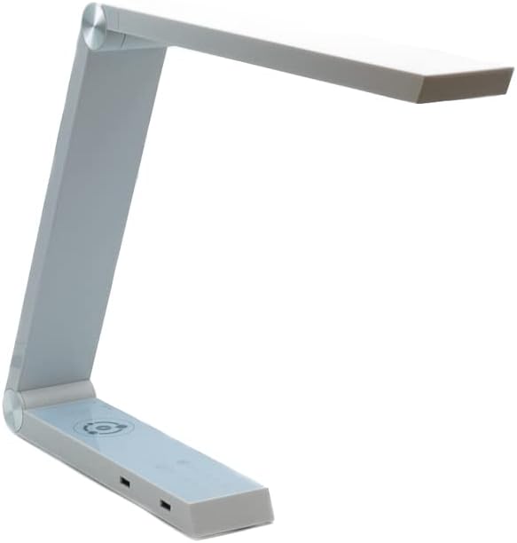 Multifunctional LED Desk Lamp with Dimmable Touch Controls, 15 Adjustable Light Settings, Wireless Charger, Dual USB Ports with Modern Minimalist Design for Bed and Living Rooms (Silver)