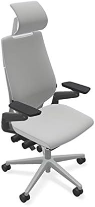 Steelcase Gesture Office Desk Task Chair with Headrest Plus Lumbar Support and Hard Floor Soft Casters Cogent Connect Nickel Fabric High Platinum Light Frame (Light/Light)