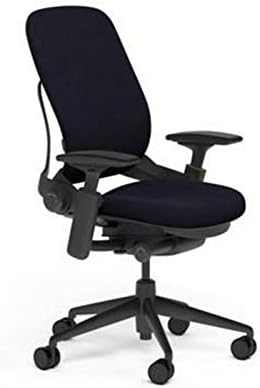 Steelcase Leap Desk Task Chair in Buzz2 5F17 Black Fabric - 4-Way Highly Adjustable Arms - Black Frame and 7" Tall Seat Height Base - Soft Dual Wheel Hard Floor Casters