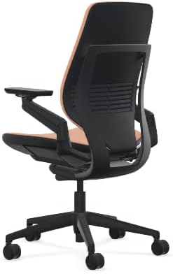 Steelcase Gesture Office Chair - Era Persimmon Fabric, High Seat Height, Shell Back, Black on Black Frame, Lumbar Support, and Hard Floor Casters
