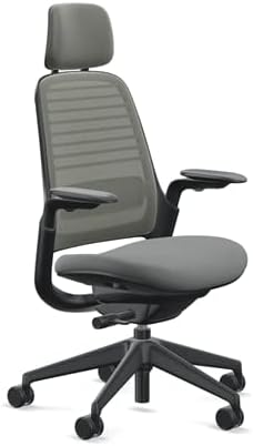 Steelcase Series 1 Office Chair with Headrest, Graphite Frame, Cogent Connect Graphite