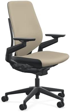 Steelcase Gesture Office Chair - Cogent: Connect Malt Fabric, Low Seat Height, Shell Back, Black on Black Frame, Lumbar Support, and Hard Floor Casters