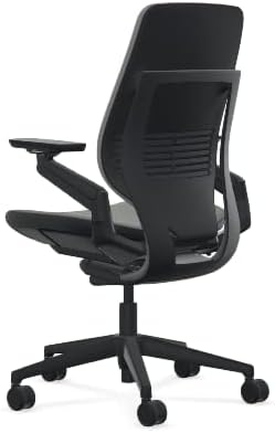 Steelcase Gesture Office Chair - Era Night Owl Fabric, High Seat Height, Shell Back, Black on Black Frame, Lumbar Support, and Hard Floor Casters