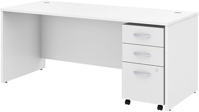 Bush Business Furniture Studio C Office Desk with Mobile File Cabinet, 72W x 30D, White