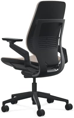Steelcase Gesture Office Chair - Era Truffle Fabric, High Seat Height, Shell Back, Black on Black Frame, Lumbar Support, and Hard Floor Casters