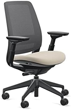 Steelcase Series 2 Office Chair, Black Frame and 3D Microknit Back, Wheels for Hard Flooring, Cogent Fabric (Malt)