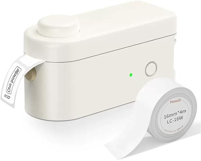 Makeid L1-C Smart Label Maker Machine with Tape – Mini Bluetooth Label Maker, Portable & Rechargeable, Compatible with 9/12/16mm Waterproof Tapes – for Home, Office, School Organization