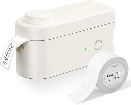 Makeid L1-C Smart Label Maker Machine with Tape – Mini Bluetooth Label Maker, Portable & Rechargeable, Compatible with 9/12/16mm Waterproof Tapes – for Home, Office, School Organization
