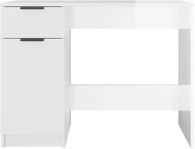 Computer Writing Desk,Sturdy Home Office Desk,Reception Desk,for Bedroom, Living Room, Study,Desk High Gloss White 39.4"x19.7"x29.5" Engineered Wood