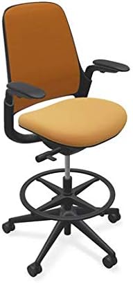 Steelcase Series 1 Stool Chair, Graphite Frame with 3D Microknit Fabric (Tangerine)