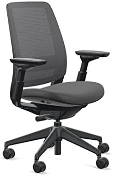 Steelcase Series 2 Office Chair, Black Frame and 3D Microknit Back, Wheels for Hard Flooring, Era Fabric (Onyx)