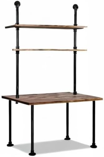 Diwhy Computer Desk with Storage Shelves,Home Office Writing Desk,Bookshelf Laptop Desk, Industrial Style Office Decor,Studying Writing Table Workstation,Stable Metal Framee,Easy Assembly(40" L)