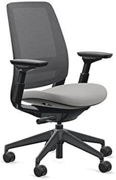 Steelcase Series 2 Office Chair, Black Frame and 3D Microknit Back, Wheels for Hard Flooring, Era Fabric (Night Owl)