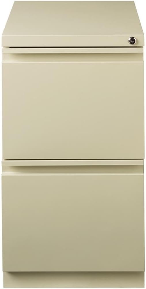 Hirsh Industries Scranton & Co 20" 2-Drawer Metal Mobile Pedestal Filing Cabinet, Beige Finish, 27.75" H, Hidden Casters, Letter-Size File Compatibility, Lockable, Commercial Grade Office Furniture
