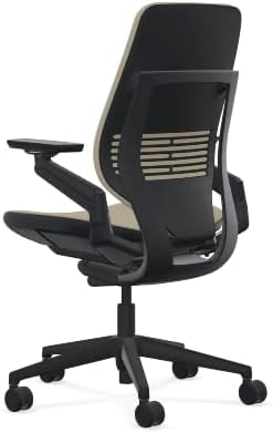 Steelcase Gesture Office Chair - Cogent: Connect Malt Fabric, Medium Seat Height, Shell Back, Black on Black Frame, Lumbar Support, and Hard Floor Casters