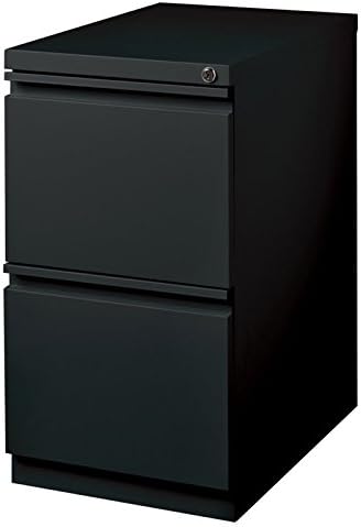 Scranton & Co Metal Mobile Pedestal Filing Cabinet, 23 in Deep, 2-Drawer File/File Configuration, Black Finish, Ball-Bearing Suspension, Hidden Casters, Lock Included, Letter File Storage, Office Use