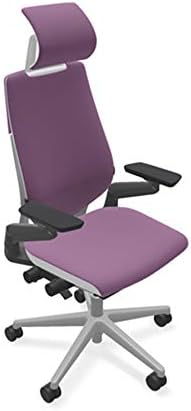 Steelcase Gesture Office Desk Task Chair with Headrest Plus Lumbar Support and Hard Floor Soft Casters Cogent Connect Concord Fabric Standard Platinum Light Frame (Light/Light)