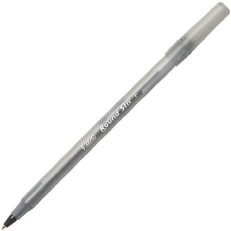BIC Round Stic Xtra Precision Fine Black Ballpoint Pens, Medium Point (0.8 mm), 12-Count Pack, Excellent Writing Pens