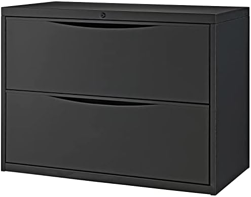 Global Industrial 36" W Premium Lateral File Cabinet, 2 Drawer, Black