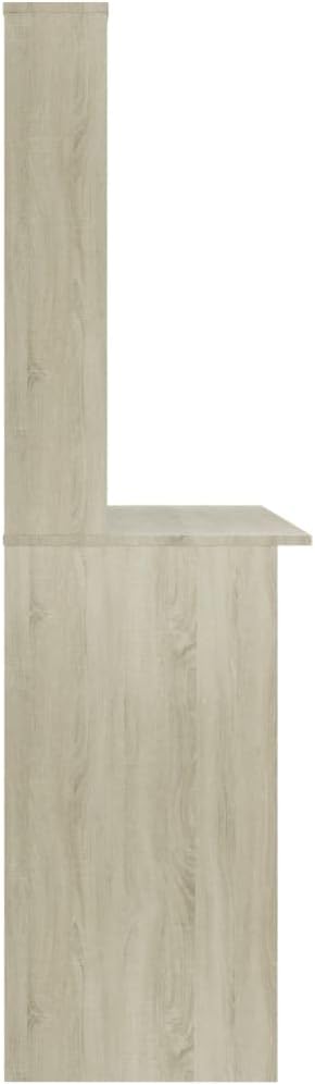 Modern Computer Desk Writing Study Table with Upper Cabinet, Home Office Student Table Laptop PC Writing Desk Home Office Writing Desk, Sonoma Oak 43.3"x17.7"x61.8"