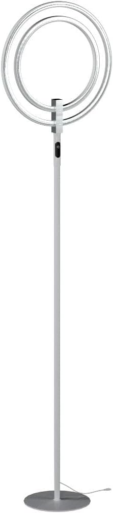 Brightech Eclipse Dimmable LED Floor Lamp, Modern Torchiere Floor Lamp for Living Rooms & Offices – Super Bright Tall Lamp with Dimmable Options for Reading, Standing Lamp Living Room Décor - Silver