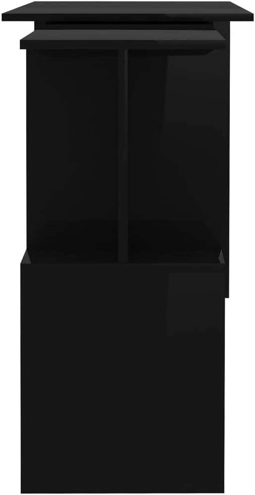 Rotatable Corner Desk Modern Writing Computer Desk, Home Office Desk Writing Study Table PC Desk Workstation for Bedroom, High Gloss Black 78.7"x19.7"x29.9" Engineered Wood(G)