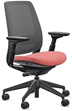 Steelcase Series 2 Office Chair, Black Frame and 3D Microknit Back, Wheels for Hard Flooring, Era Fabric (Saffron)