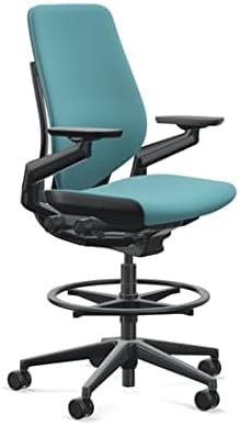 Steelcase Gesture 442 Stool Chair - Cogent: Connect Lagoon Fabric, Wrapped Back, Light on Light Frame