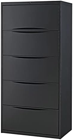 Global Industrial 30"W Premium Lateral File Cabinet, 5 Drawer, Black