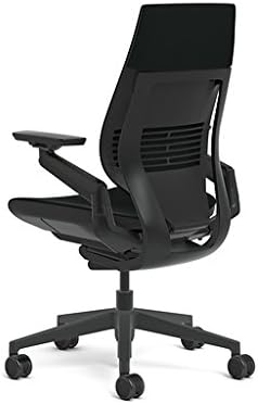 Steelcase Gesture Office Chair - Cogent Connect Licorice Upholstered Wrapped Back Black Frame Low Seat Black Seat/Back/Arms Hard Floor Caster Wheels