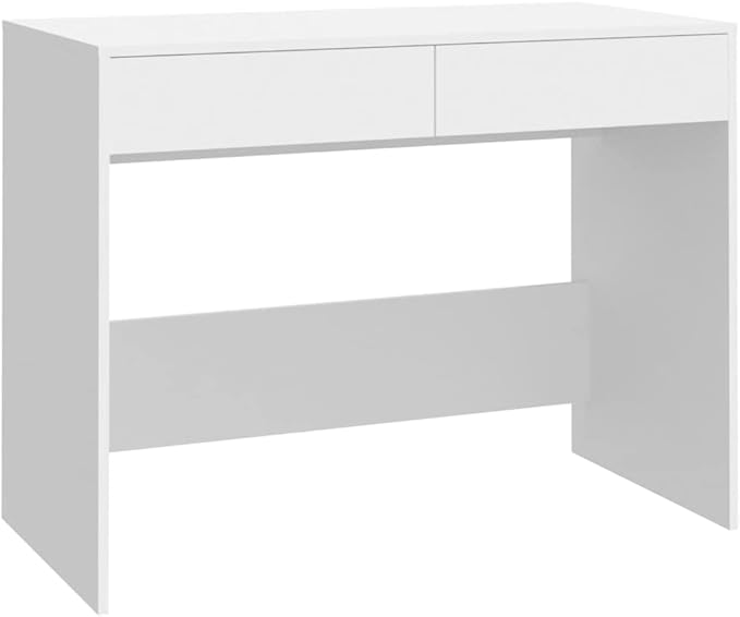 Modern Writing Computer Desk, Home Office Desk Writing Study Table PC Desk Workstation for Bedroom, White 39.8"x19.7"x30.1" Engineered Wood(L)