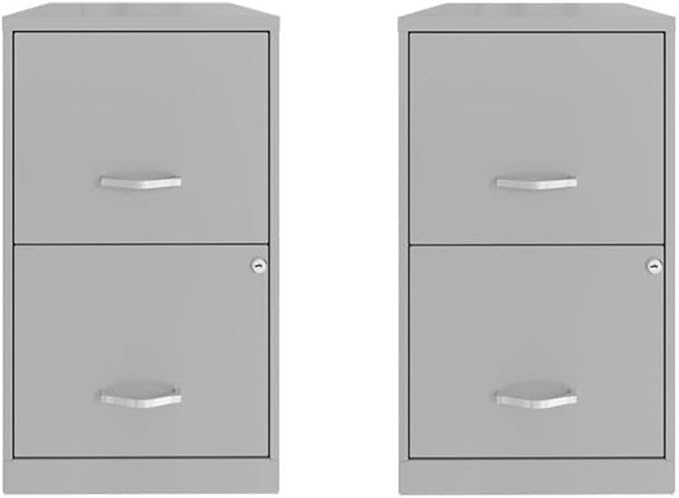 Scranton & Co Set of 2 18" D 2-Drawers Metal File Cabinet in Arctic Silver