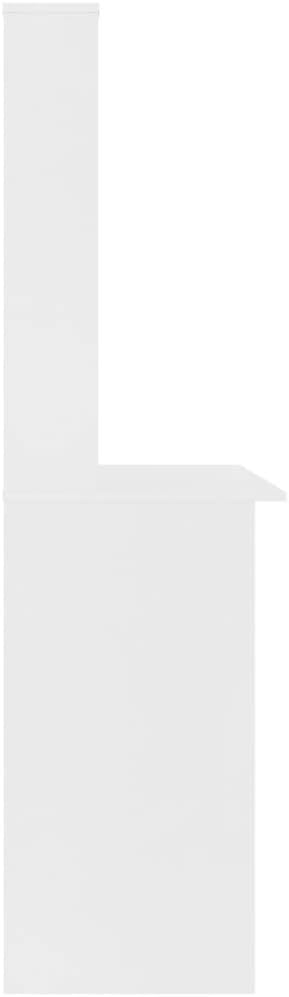 Modern Computer Desk Writing Study Table with Upper Cabinet, Home Office Student Table Laptop PC Writing Desk Home Office Writing Desk, White 43.3"x17.7"x61.8"