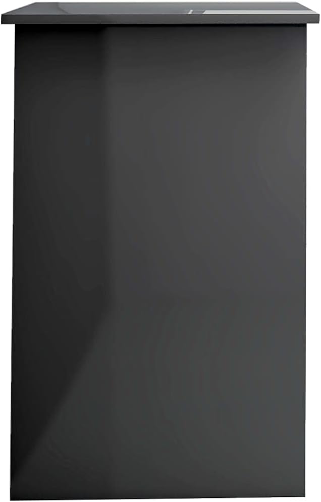 Modern Writing Computer Desk with a Drawer and a Door, Home Office Desk Writing Study Table PC Desk Workstation for Bedroom, High Gloss Gray 39.4"x19.7"x29.9" Engineered Wood(E)